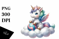 Baby Unicorn Playing Volleyball on Cloud | Sublimation Product Image 1