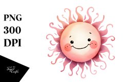 Very Simple Pinkish Smiling Sun PNG Product Image 1