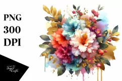 Vibrant Bouquet with Gold Foil Rhododendron | Sublimation | Product Image 3