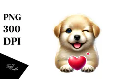 Winking Puppy Digital Painting PNG Product Image 1