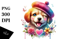 Winking Puppy Digital Painting PNG Product Image 1