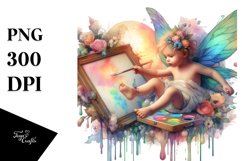 Baby Fairy on Canvas, Watercolor PNG Product Image 3