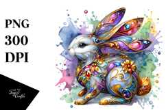 Colorful Bunny Golden Insertions PNG Product Image 1
