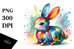 Colorful Bunny with Golden Insertions PNG Product Image 1