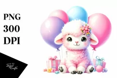Watercolor Pink-ish Cute Baby Lamb Product Image 3
