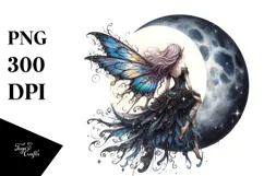 Gothic Fairy on the Moon, Transparent PNG Product Image 1