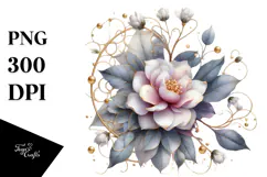 Abstract Gardenia Golden Insertions PNG Product Image 1
