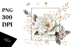Abstract Gardenia Golden Insertions PNG Product Image 1