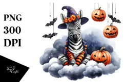 Funny Zebra with Halloween Costume PNG Product Image 1