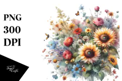 Colorful Abstract Sunflower, High-Res PNG Product Image 1