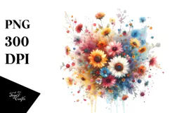 Watercolor Colorful Sunflower PNG Product Image 1