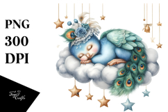 Baby Peacock Sleeping Summer Cloud | Sublimation Clipart Product Image 1