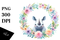 Rhino Floral Frame | Sublimation Clipart Product Image 1
