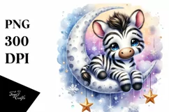 Vibrant Baby Zebra on Moon PNG Product Image 3