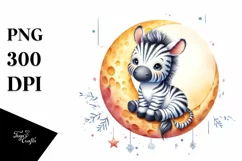 Vibrant Baby Zebra on Moon PNG Product Image 1