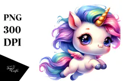 Cute Baby Unicorn Jumping with Style, PNG Product Image 1