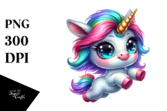 Cute Baby Unicorn Jumping with Style, PNG Product Image 1
