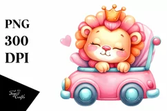 Cute Vibrant Pink-ish Lion | Sublimation | Clipart Product Image 3