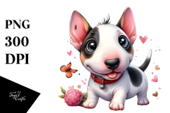 Watercolor Baby Cartoon Bull Terrier PNG Product Image 1