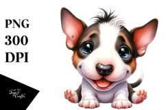 Watercolor Baby Cartoon Bull Terrier PNG Product Image 1