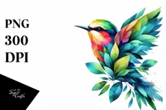 Abstract Bird with Plant Leaves PNG Product Image 3