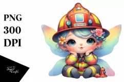 Baby Fairy Firefighter, Whimsical PNG Product Image 3