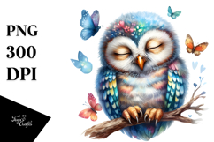 Vibrant Baby Owl Sleeping Clipart Product Image 1