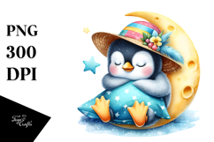 Cute Baby Penguin Sleeping Summer | Sublimation Clipart Product Image 1