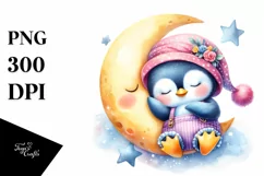 Cute Baby Penguin Sleeping Summer | Sublimation Clipart Product Image 4