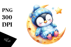 Cute Baby Penguin Sleeping Summer | Sublimation Clipart Product Image 1