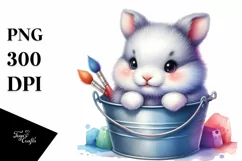 Smiling Cute Baby Arctic Hare in Bucket | Clipart Product Image 3