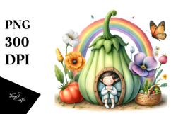 Fairy House Vegetable Watercolor | Clipart Product Image 1