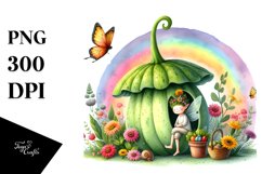 Fairy House and Colorful Flowers | Clipart Product Image 1
