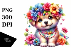 Vibrant Puppy Floral Crown Vibrant Flowers | Sublimation | Product Image 3