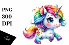 cute Baby Unicorn Running PNG Product Image 1