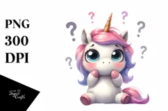 Expressive Confused Unicorn, High-Res Clipart Product Image 1
