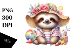 Baby Sloth with Beach Wear PNG Product Image 1