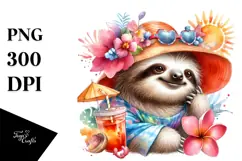 Digital Painting with Baby Sloth PNG Product Image 1