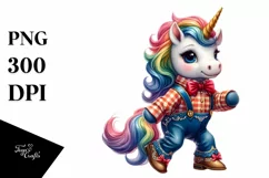 Baby Unicorn Square Dancer, Vibrant PNG Product Image 1