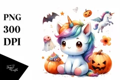 Cute Unicorn Pumpkin Halloween | Sublimation | Clipart Product Image 1
