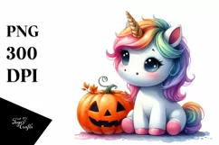 Cute Unicorn Pumpkin Halloween | Sublimation | Clipart Product Image 3