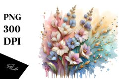 Pastel Stained ,Golden Delphinium | Clipart Product Image 1