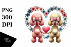 Cute Poodle Holding Heart Tail Unite PNG Product Image 1