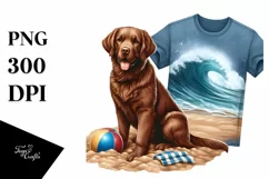 Chesapeake Bay Retriever Sitting in Sand Sublimation Clipart Product Image 3
