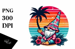 Retro Tropical Gnome Sunset | Clipart Product Image 3