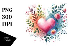 Paintbrush Style Heart Watercolor PNG Product Image 1