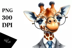 Funny Giraffe Portrait Suit | Watercolor Clipart Product Image 1