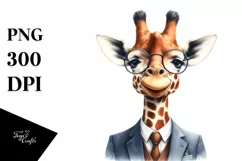 Funny Giraffe Portrait Suit | Watercolor Clipart Product Image 3