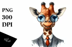 Funny Giraffe Portrait Suit | Watercolor Clipart Product Image 3