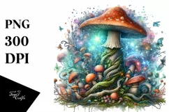 Magical Mushroom Watercolor Splash, PNG Product Image 1
